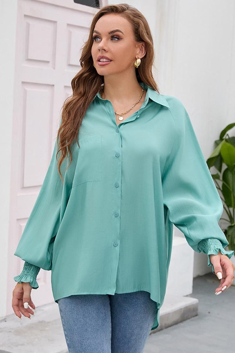 BUTTON DOWN BASIC SIMPLE DAILY BLOUSE - Doublju