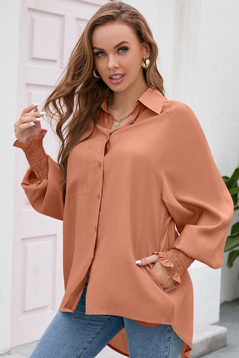 BUTTON DOWN BASIC SIMPLE DAILY BLOUSE - Doublju