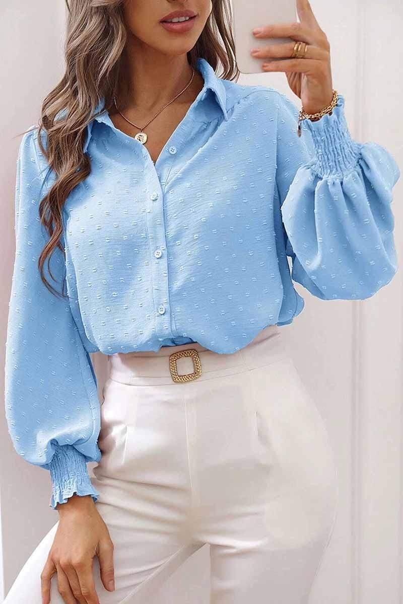 DOT LUFFLE LONG SLEEVE COLLAR SHIRTS - Doublju