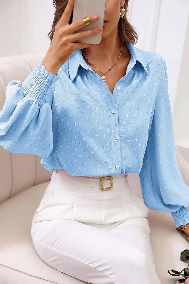 DOT LUFFLE LONG SLEEVE COLLAR SHIRTS - Doublju