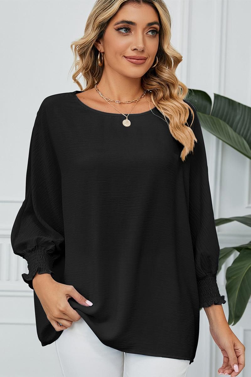 SEVEN QUARTER SLEEVE LOOSE SHIFFON BLOUSE - Doublju