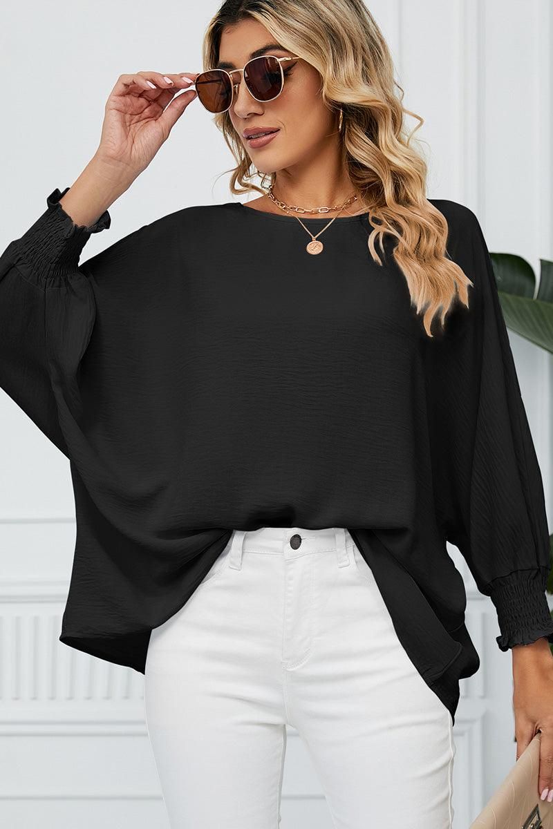 SEVEN QUARTER SLEEVE LOOSE SHIFFON BLOUSE - Doublju