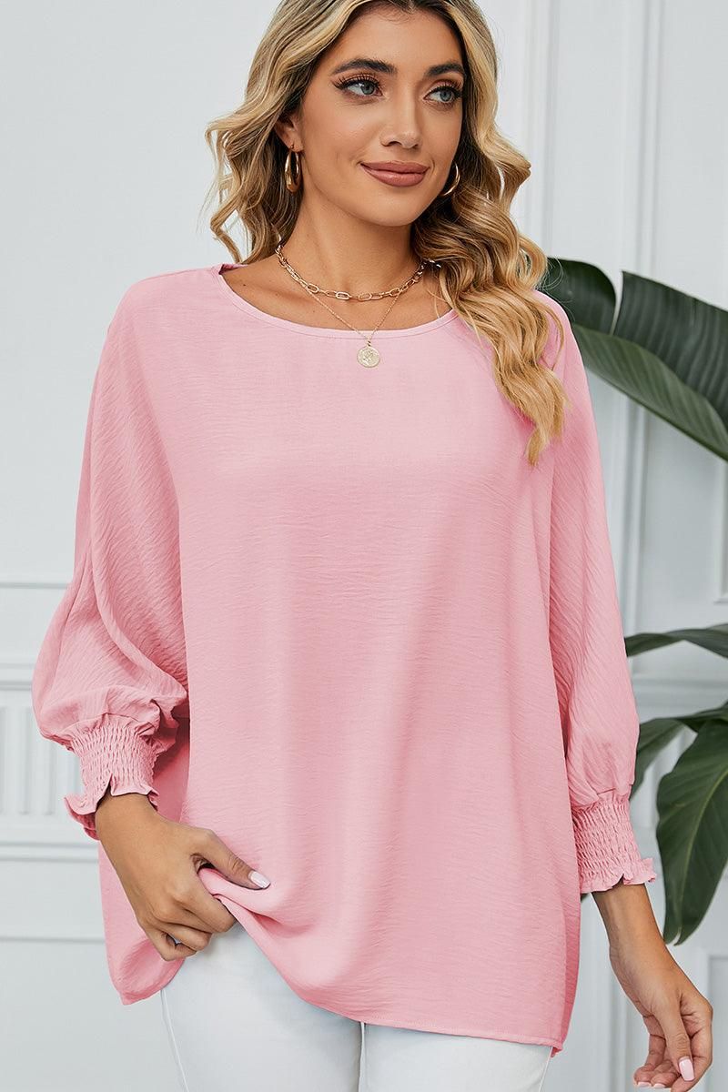 SEVEN QUARTER SLEEVE LOOSE SHIFFON BLOUSE - Doublju