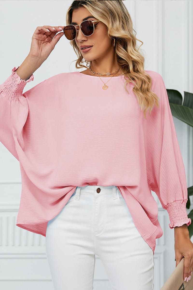 SEVEN QUARTER SLEEVE LOOSE SHIFFON BLOUSE - Doublju