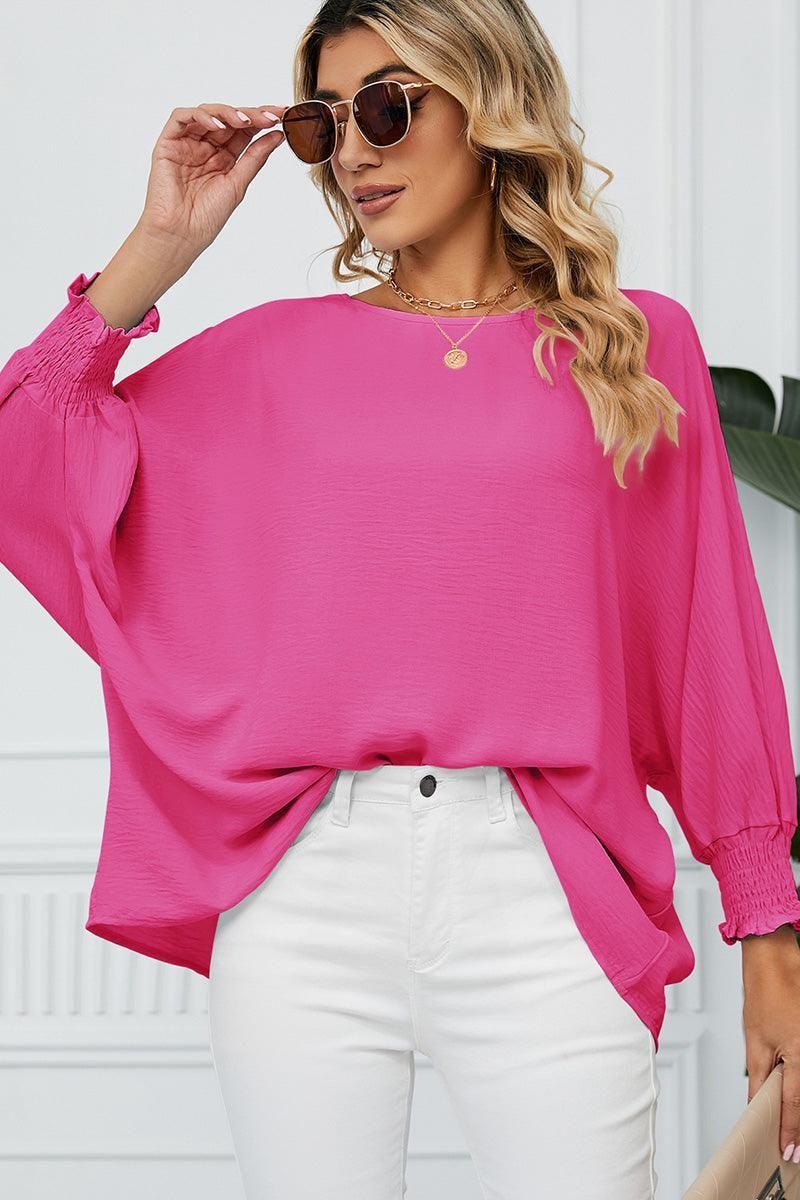 SEVEN QUARTER SLEEVE LOOSE SHIFFON BLOUSE - Doublju