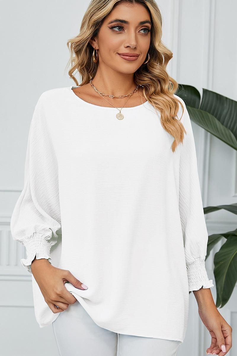 SEVEN QUARTER SLEEVE LOOSE SHIFFON BLOUSE - Doublju