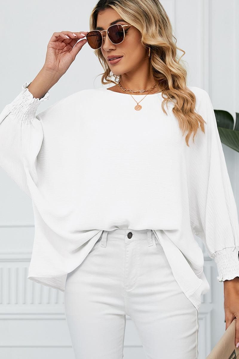 SEVEN QUARTER SLEEVE LOOSE SHIFFON BLOUSE - Doublju