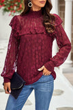 LONG SLEEVE PRINCESS SHOULDER MESH TOP - Doublju