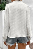 RUFFLED LACE HIGH NECK LONG SLEEVE DOT BLOUSE - Doublju