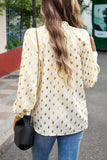 BUTTON COLLAR GOLD ROUND POINT BLOUSE - Doublju