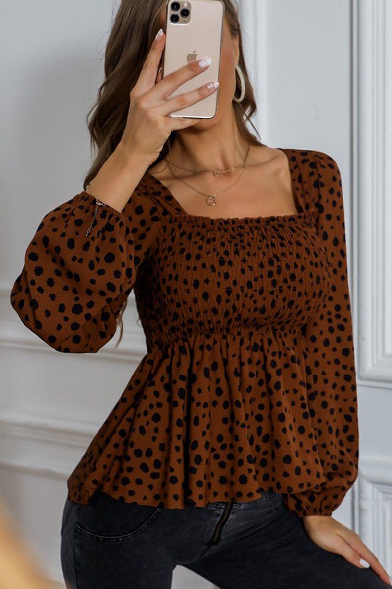 WOMEN LEOPARD PATTERN SHIRRED SQUARE NECK TUNIC
100% POLYESTER
SIZE S-M-L
MADE IN CHINA