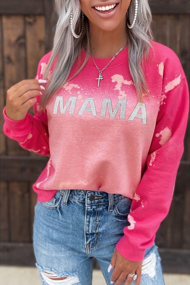 WOMEN STAIN PRINTING MAMA PULLOVER TOP