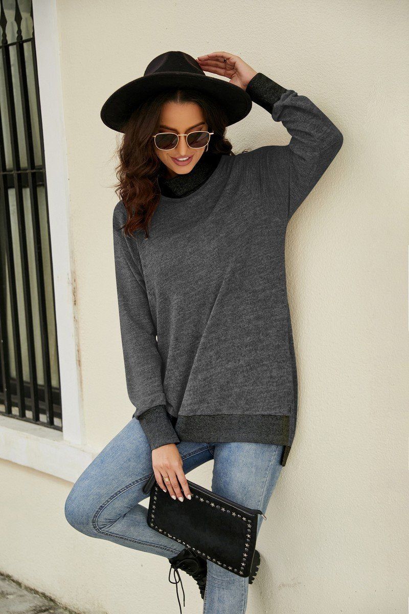 WOMEN HIGH TURTLE NECK LONG SLEEVE JUMPER TOP