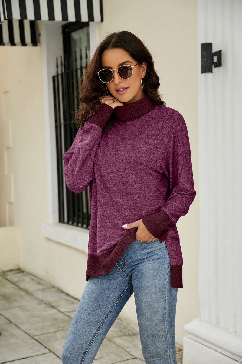 WOMEN HIGH TURTLE NECK LONG SLEEVE JUMPER TOP