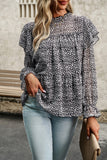 WOMEN LONG CAPE SLEEVE TIERED TUNIC BLOUSE TOP