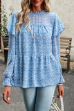 WOMEN LONG CAPE SLEEVE TIERED TUNIC BLOUSE TOP