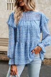 WOMEN LONG CAPE SLEEVE TIERED TUNIC BLOUSE TOP