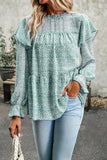 WOMEN LONG CAPE SLEEVE TIERED TUNIC BLOUSE TOP