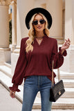 WOMEN V NECK RUFFLED CUFF SLEEVE BLOUSE TOP