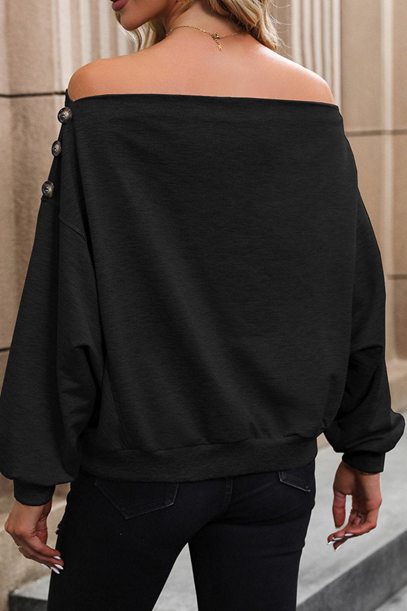 WOMEN ONE OFF SHOULDER LOOSE FIT SWEATSHIRT