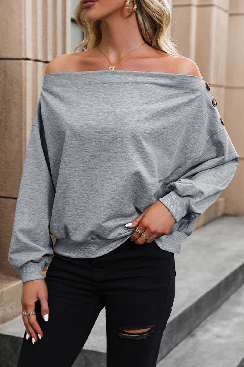 WOMEN ONE OFF SHOULDER LOOSE FIT SWEATSHIRT