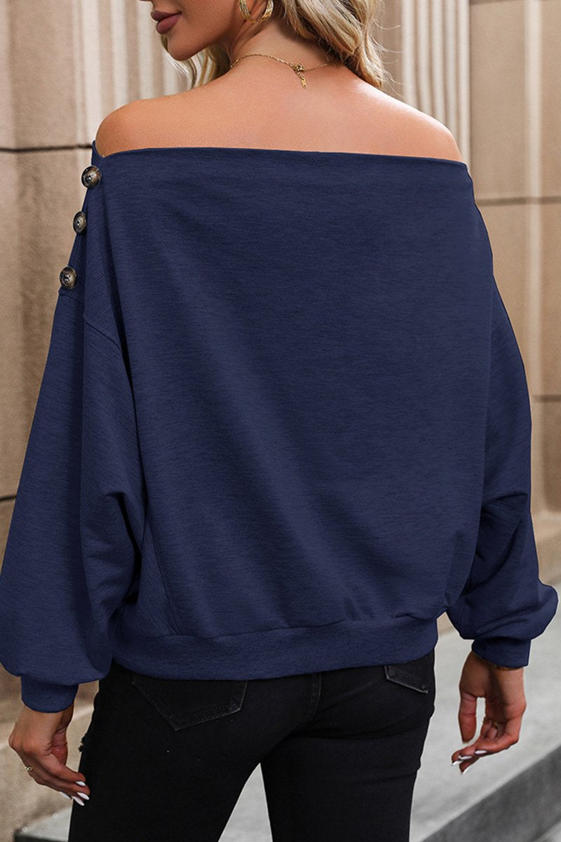 WOMEN ONE OFF SHOULDER LOOSE FIT SWEATSHIRT