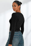 WOMEN TIGHT FIT LONG SLEEVE BASIC KNIT CROP TOP