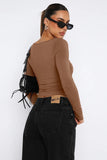 WOMEN DAILY SIMPLE LONG SLEEVE CROP T SHIRT