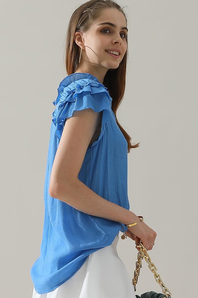 PRINCESS SLEEVE DRAWSTRING NECK BLOUSE - Doublju