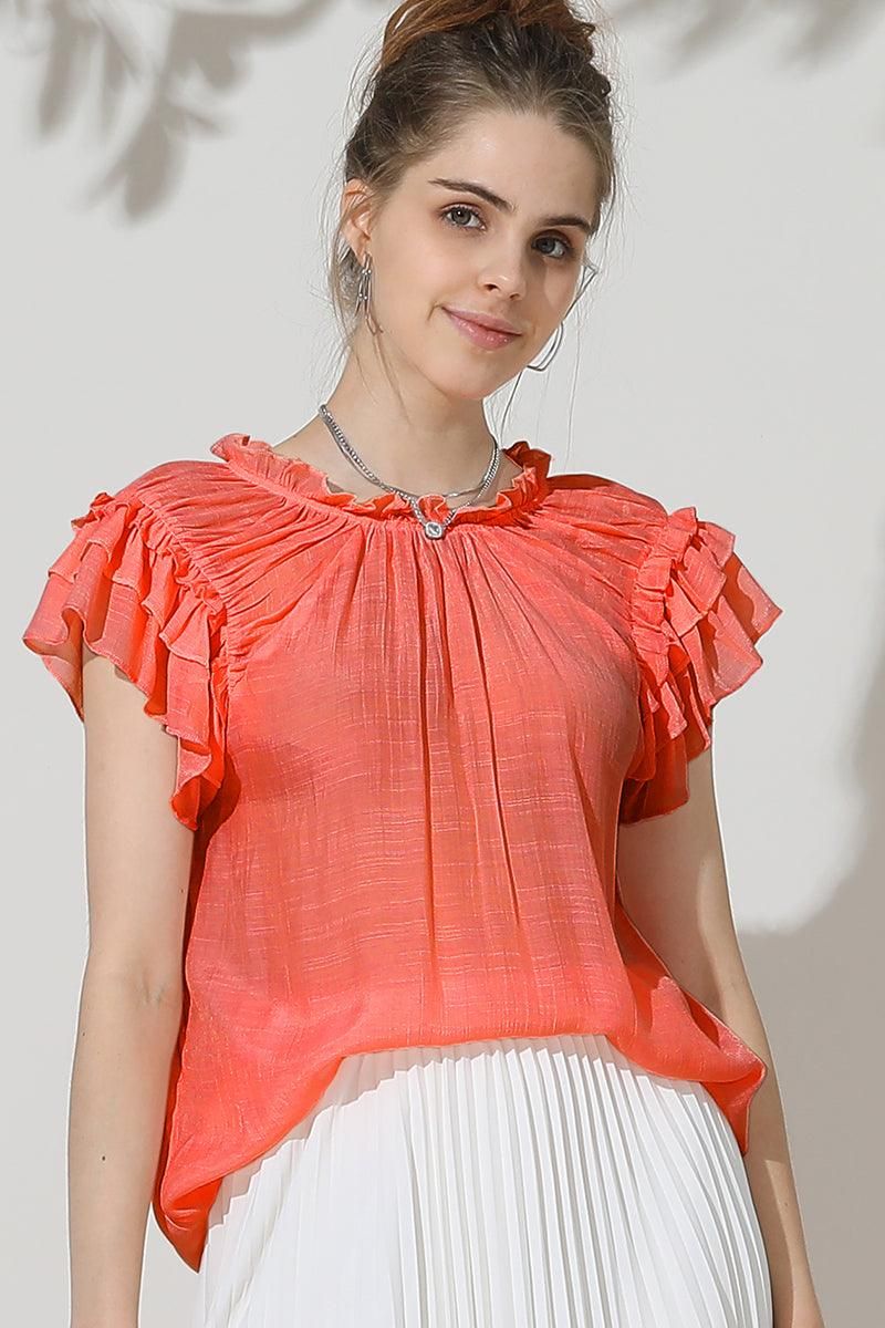 PRINCESS SLEEVE DRAWSTRING NECK BLOUSE - Doublju