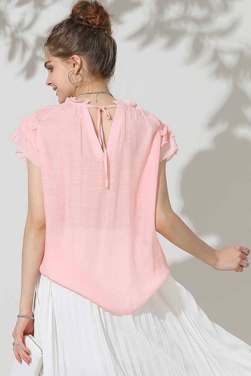 PRINCESS SLEEVE DRAWSTRING NECK BLOUSE - Doublju