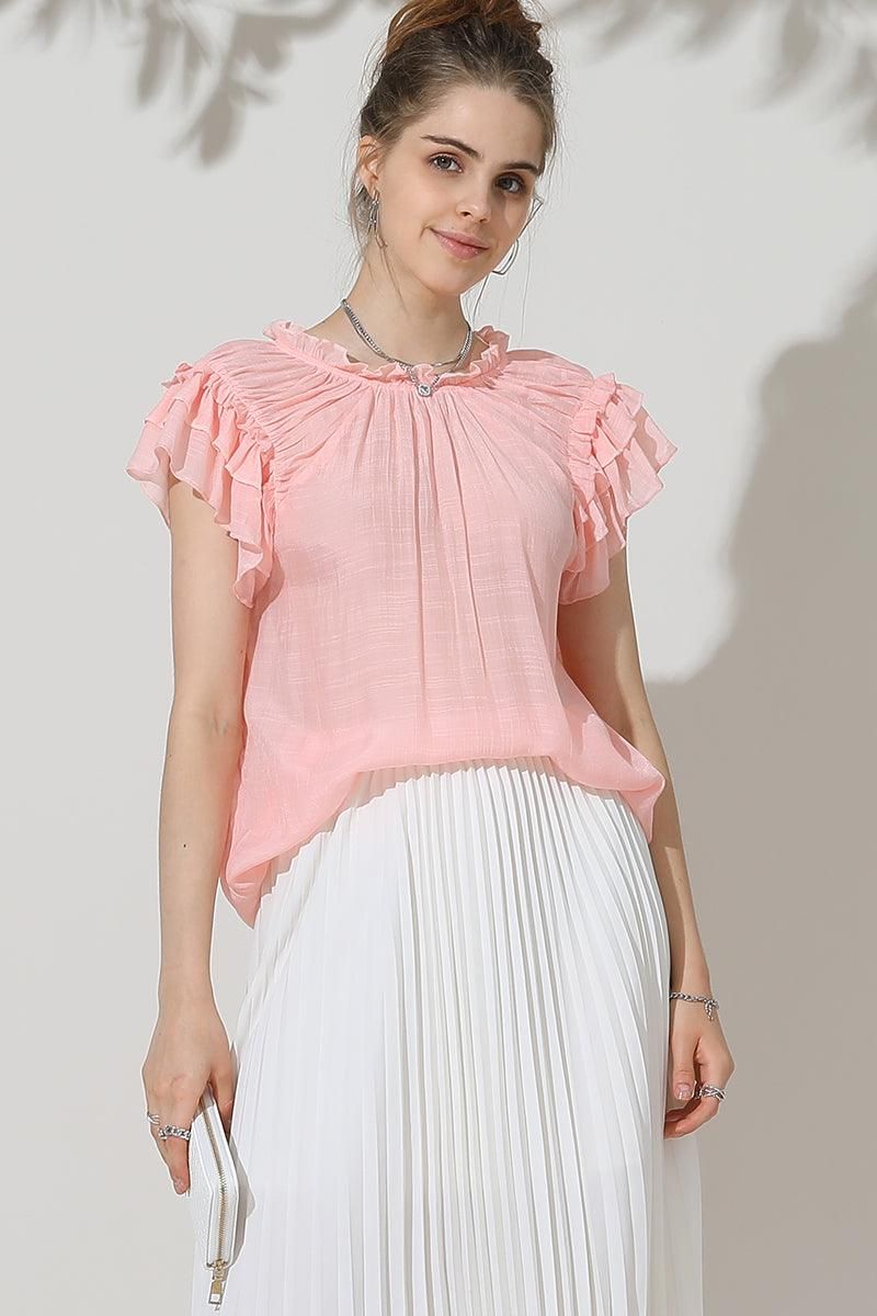 PRINCESS SLEEVE DRAWSTRING NECK BLOUSE - Doublju