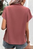 WOMEN V NECK PETAL TULIP SLEEVE T SHIRT - Doublju