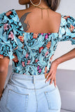 WOMEN SEXY SQUARE NECK FLORAL CROP TOP - Doublju