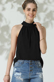 PLEATED HALTER NECK LOOSE TUNIC TOP - Doublju