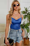 SIMPLE SATIN FROW CHEST SLIP TOP - Doublju