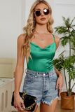 SIMPLE SATIN FROW CHEST SLIP TOP - Doublju