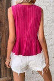 WRINKLED DEEP V NECK TWIST WAIST RUFFLED TUNIC TOP - Doublju