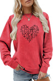 WOMEN HEART PRINTING LONG SLEEVE LOOSE T SHIRT