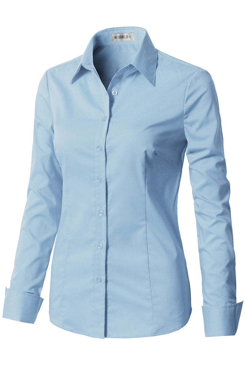 WOMENS BASIC SLIM FIT Y COTTON BUTTON DOWN SHIRTS WITH PLUS SIZE