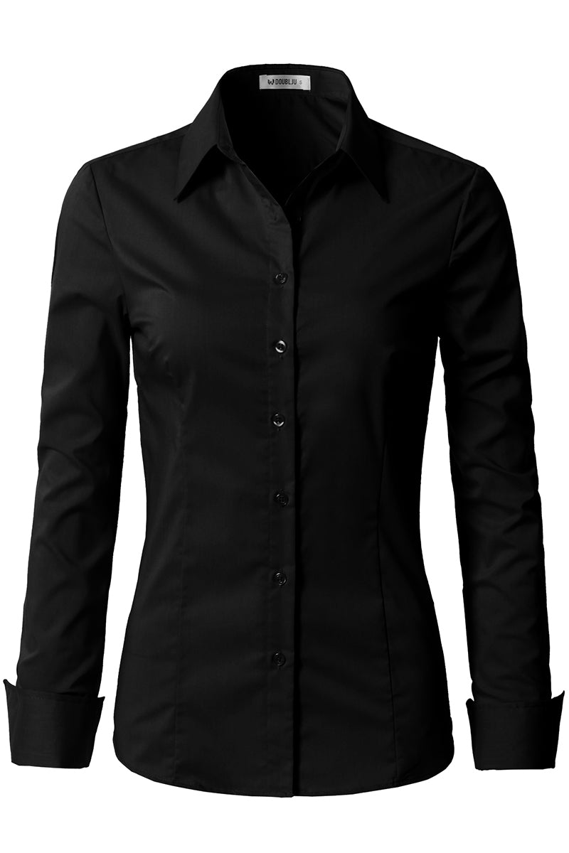 WOMENS BASIC SLIM FIT Y COTTON BUTTON DOWN SHIRTS WITH PLUS SIZE