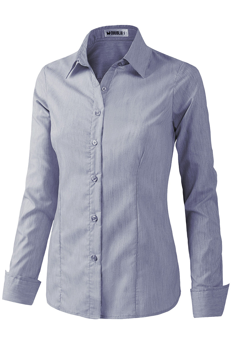 WOMENS BASIC SLIM FIT Y COTTON BUTTON DOWN SHIRTS WITH PLUS SIZE