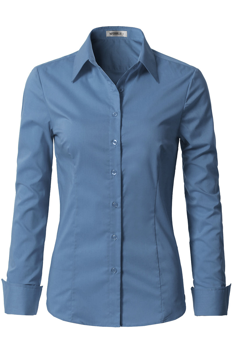 WOMENS BASIC SLIM FIT Y COTTON BUTTON DOWN SHIRTS WITH PLUS SIZE