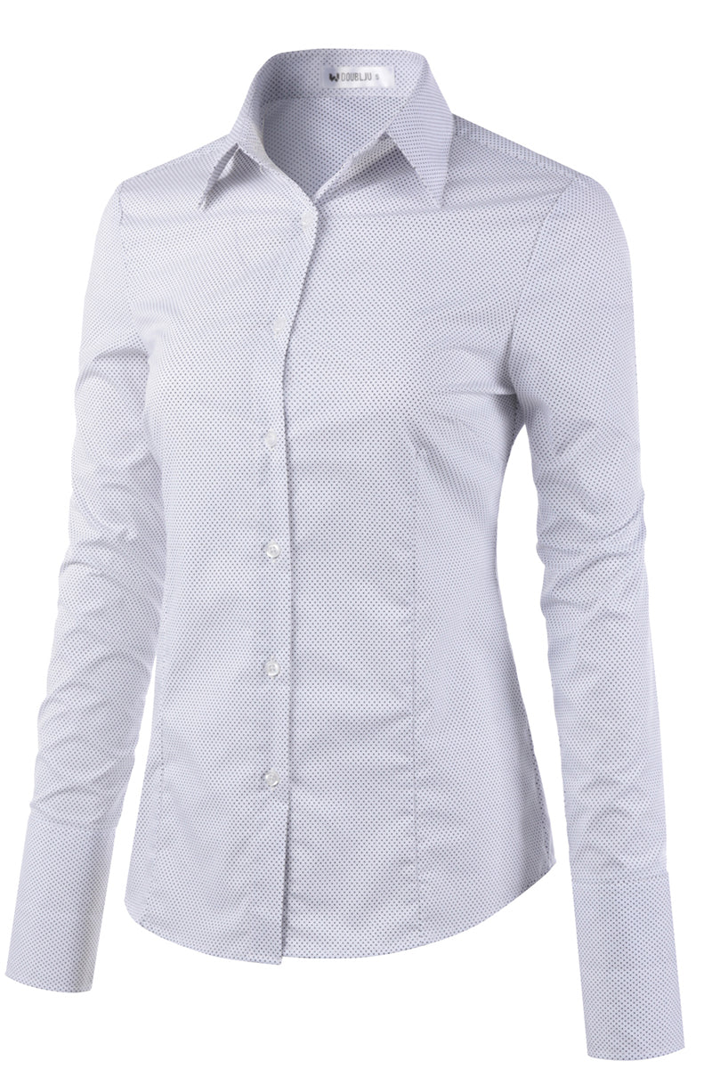 WOMENS BASIC SLIM FIT Y COTTON BUTTON DOWN SHIRTS WITH PLUS SIZE