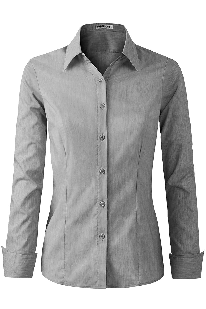 WOMENS BASIC SLIM FIT Y COTTON BUTTON DOWN SHIRTS WITH PLUS SIZE