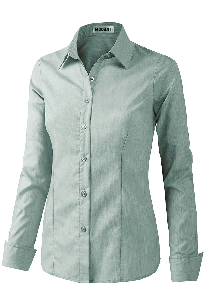 WOMENS BASIC SLIM FIT Y COTTON BUTTON DOWN SHIRTS WITH PLUS SIZE