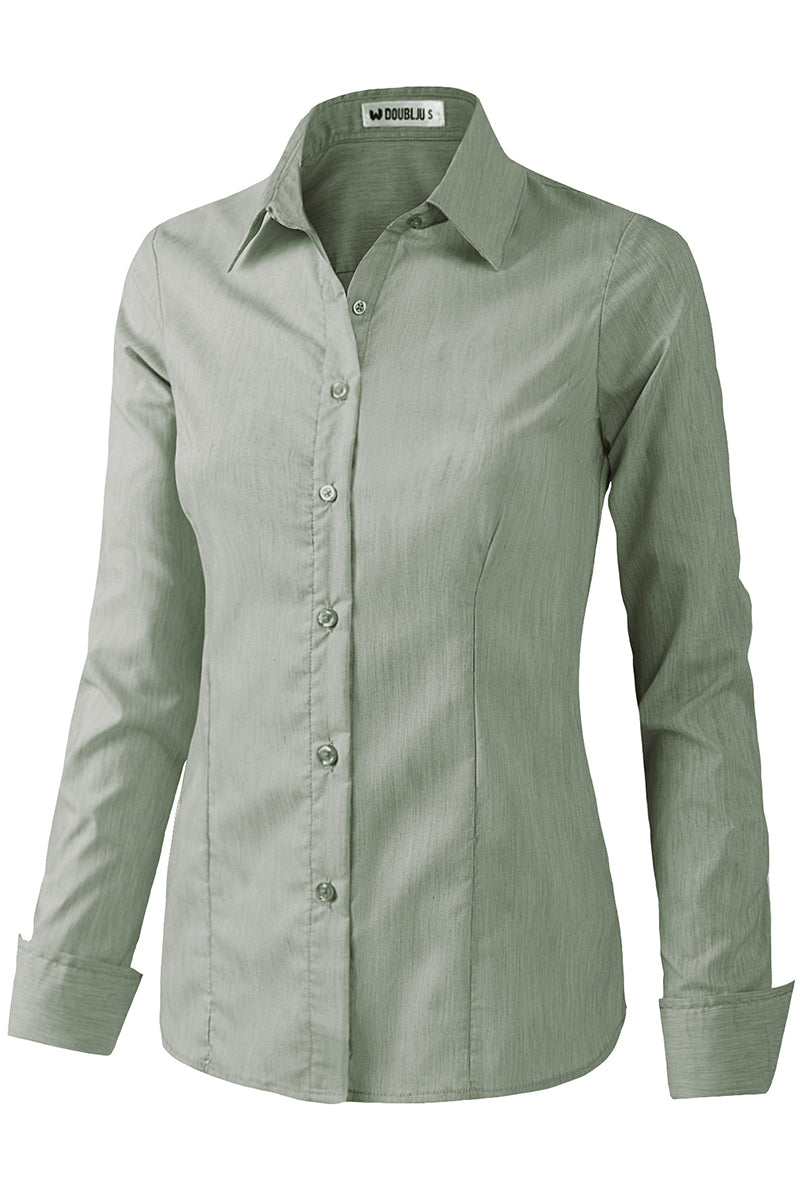 WOMENS BASIC SLIM FIT Y COTTON BUTTON DOWN SHIRTS WITH PLUS SIZE