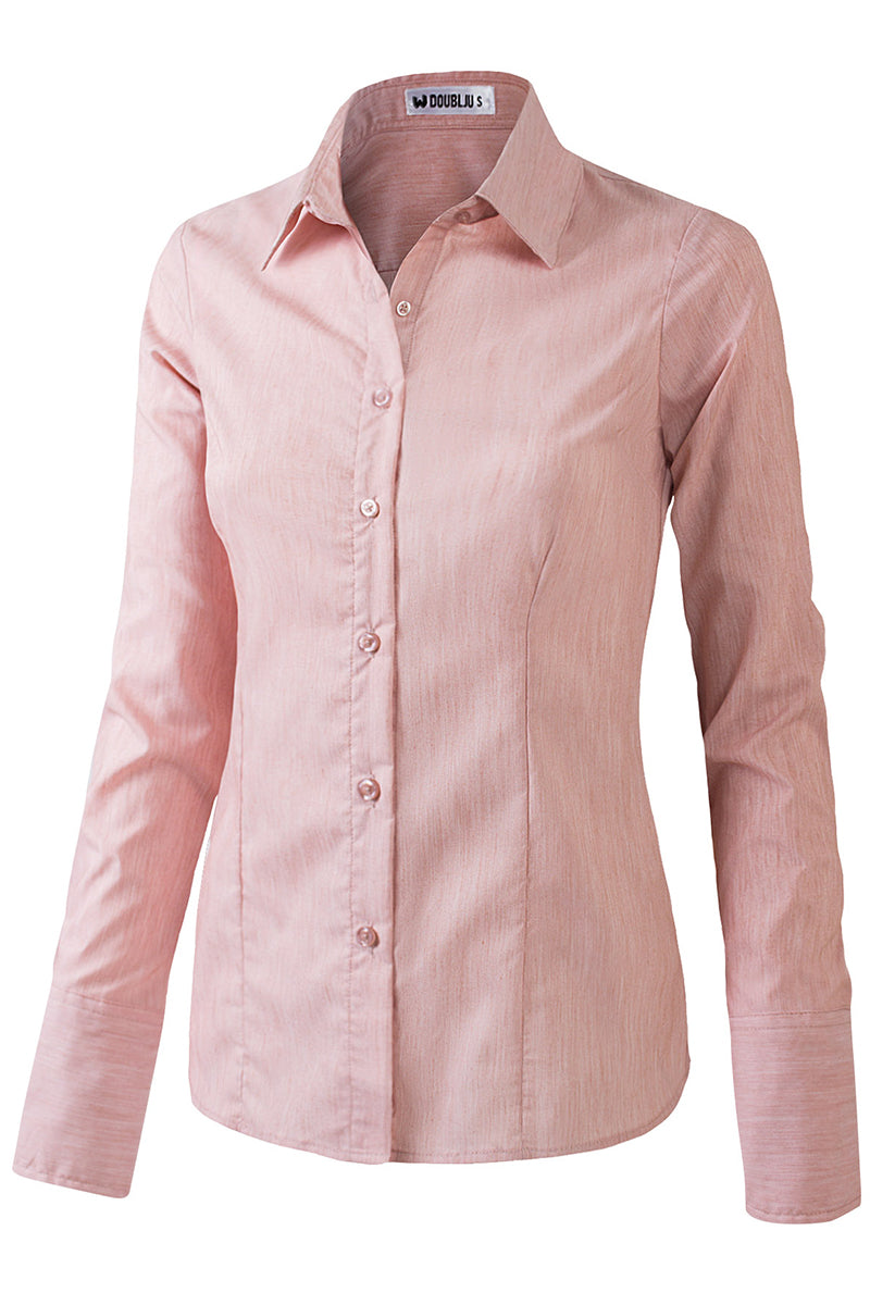 WOMENS BASIC SLIM FIT Y COTTON BUTTON DOWN SHIRTS WITH PLUS SIZE