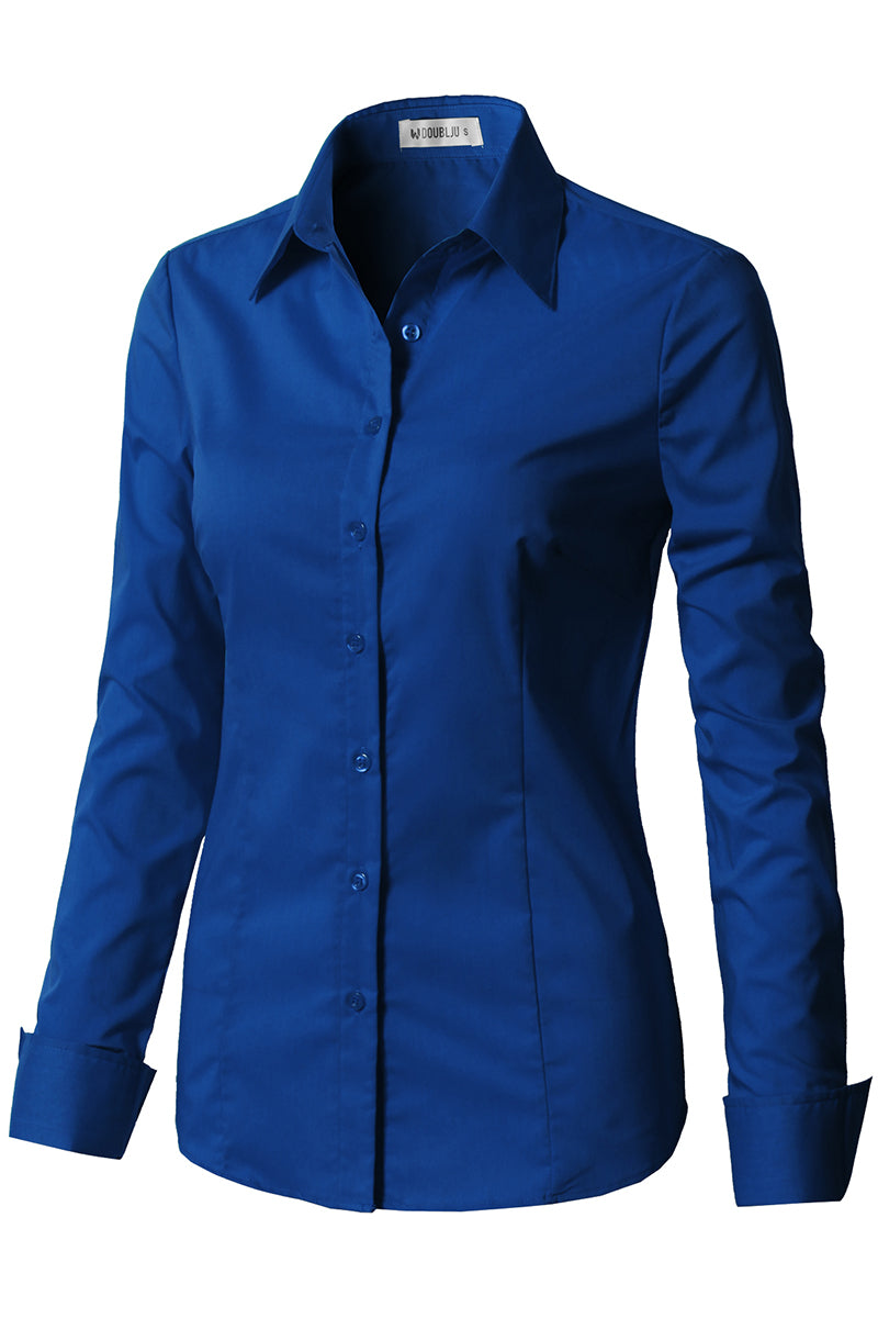 WOMENS BASIC SLIM FIT Y COTTON BUTTON DOWN SHIRTS WITH PLUS SIZE