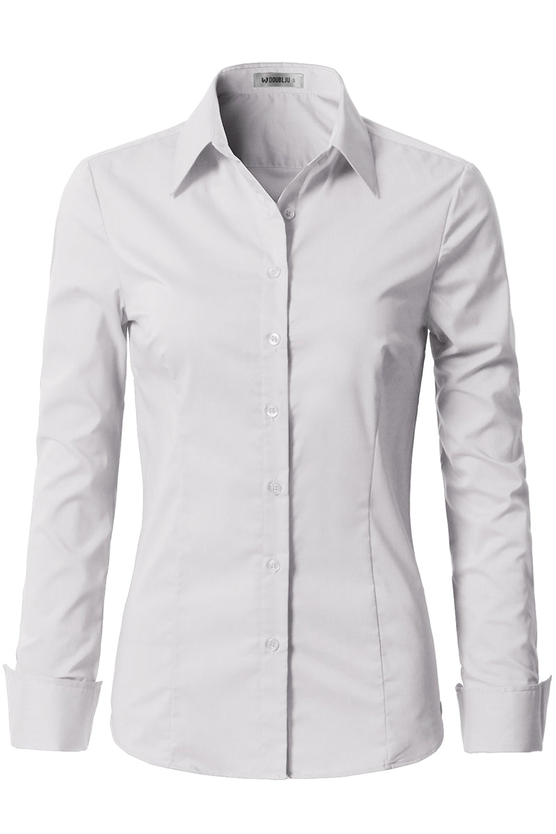 WOMENS BASIC SLIM FIT Y COTTON BUTTON DOWN SHIRTS WITH PLUS SIZE